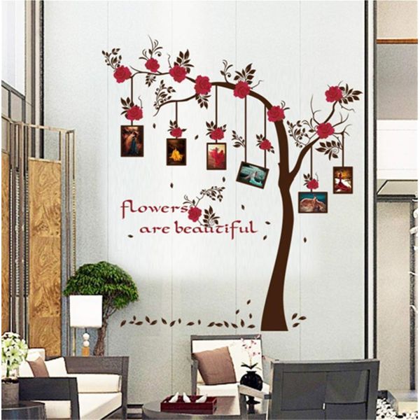 Stenska nalepka - Red Flower - okvirji za slike