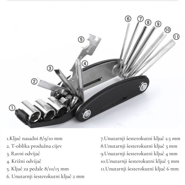 16-u-1 Sklopivi Multifunkcionalni Alat za Bicikl