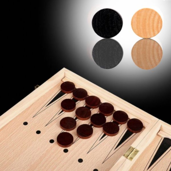 3u1 Drvena Igraća Ploča: Šah, Dama i Backgammon 